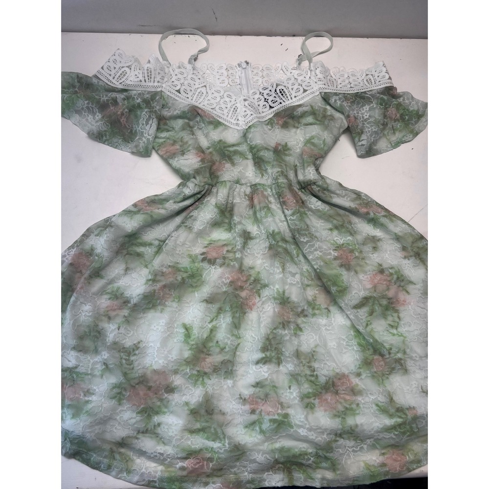 Disney Princess Floral Lace Shoulder Dress Small Romantic Garden Fairy Feminine